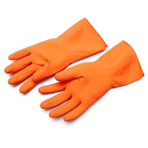 Rubber Hand Gloves Orange  8 inch 1 Pair